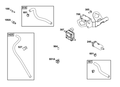 Fuel Supply Group Diagram and Parts List for 543477-3319-J1 400000 - 699999 Briggs and Stratton Engine